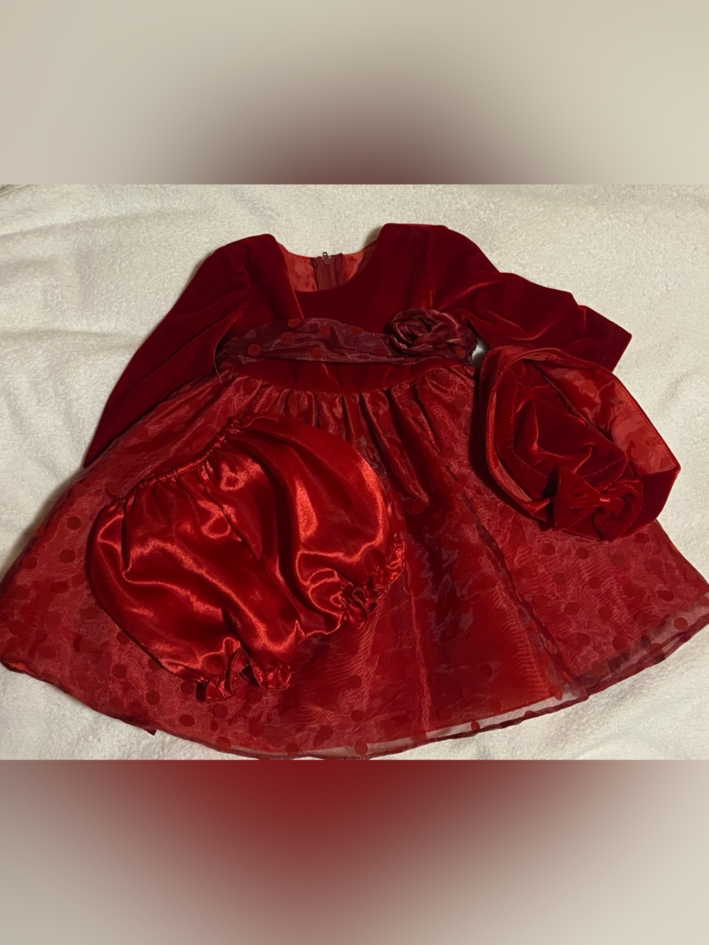 Red Velvet & Satin Holiday Dress  (Lee Lee Kids)